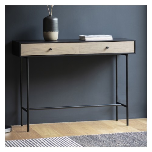 Metal & Weathered Oak 2 Drawer Desk Console