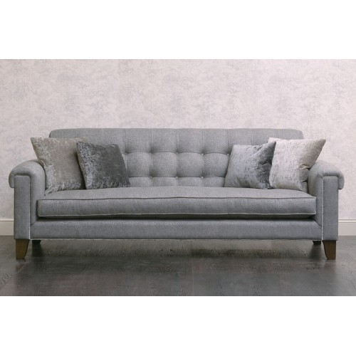 John Sankey Mitford Club Grand Sofa in grey linen fabric from Anna Morgan (London)