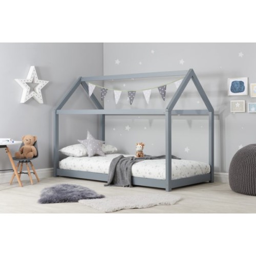 Children's Grey Painted House Bed - Single