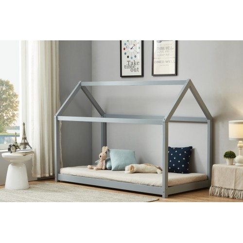 Children's Grey Painted House Bed - Single