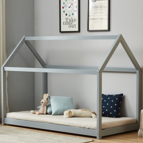 Children's Grey Painted House Bed - Single