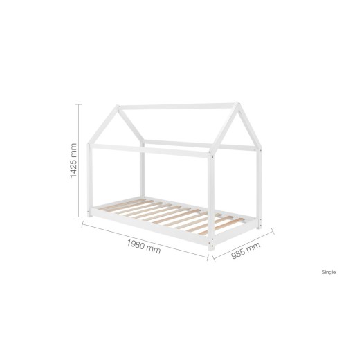 Children's White Painted House Bed - Single