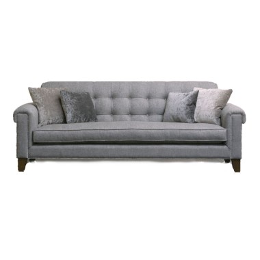 John Sankey Mitford Club Grand Sofa in grey linen fabric from Anna Morgan (London)