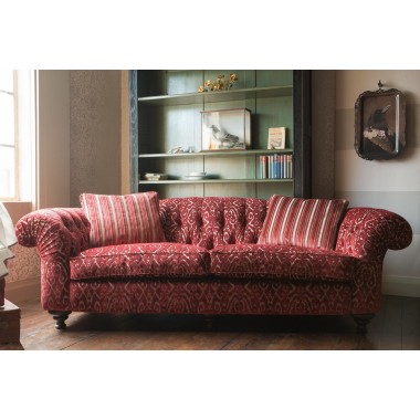 John Sankey Bloomsbury Sofa in Florus Cranberry from Anna Morgan (London)