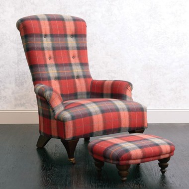John Sankey Hawthorne chair in wool plaid from Anna Morgan (London)